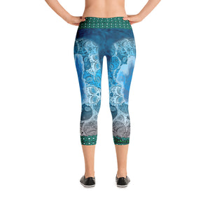 Deep Blue - Tahoe Sugar Skull Capri Leggings - Totally F*ing Brutal