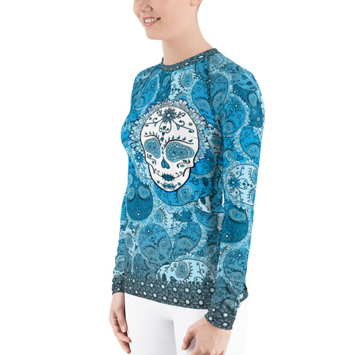 Deep Blue - Tahoe Sugar Skull Women's Rash Guard - Totally F*ing Brutal