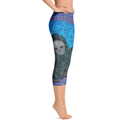 Grampians Green Sugar Skull - Capri Leggings - Totally F*ing Brutal