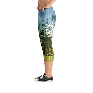 Ancient Green - Tahoe Sugar Skull Capri Leggings - Totally F*ing Brutal