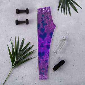 Lavender Love Hearts Leggings - Totally F*ing Brutal